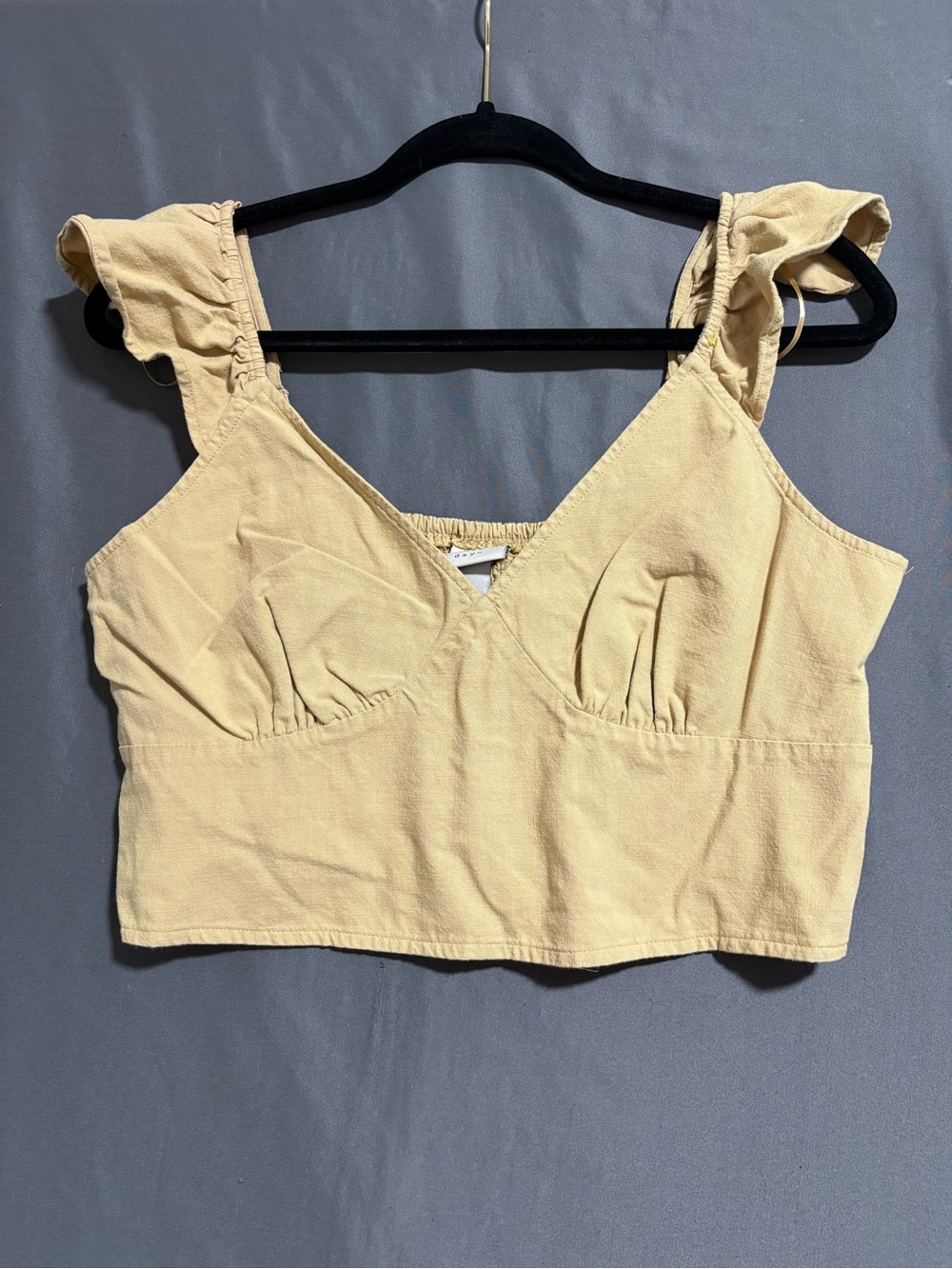 a new day Light Yellow Ruffled Strap Cropped Camisole